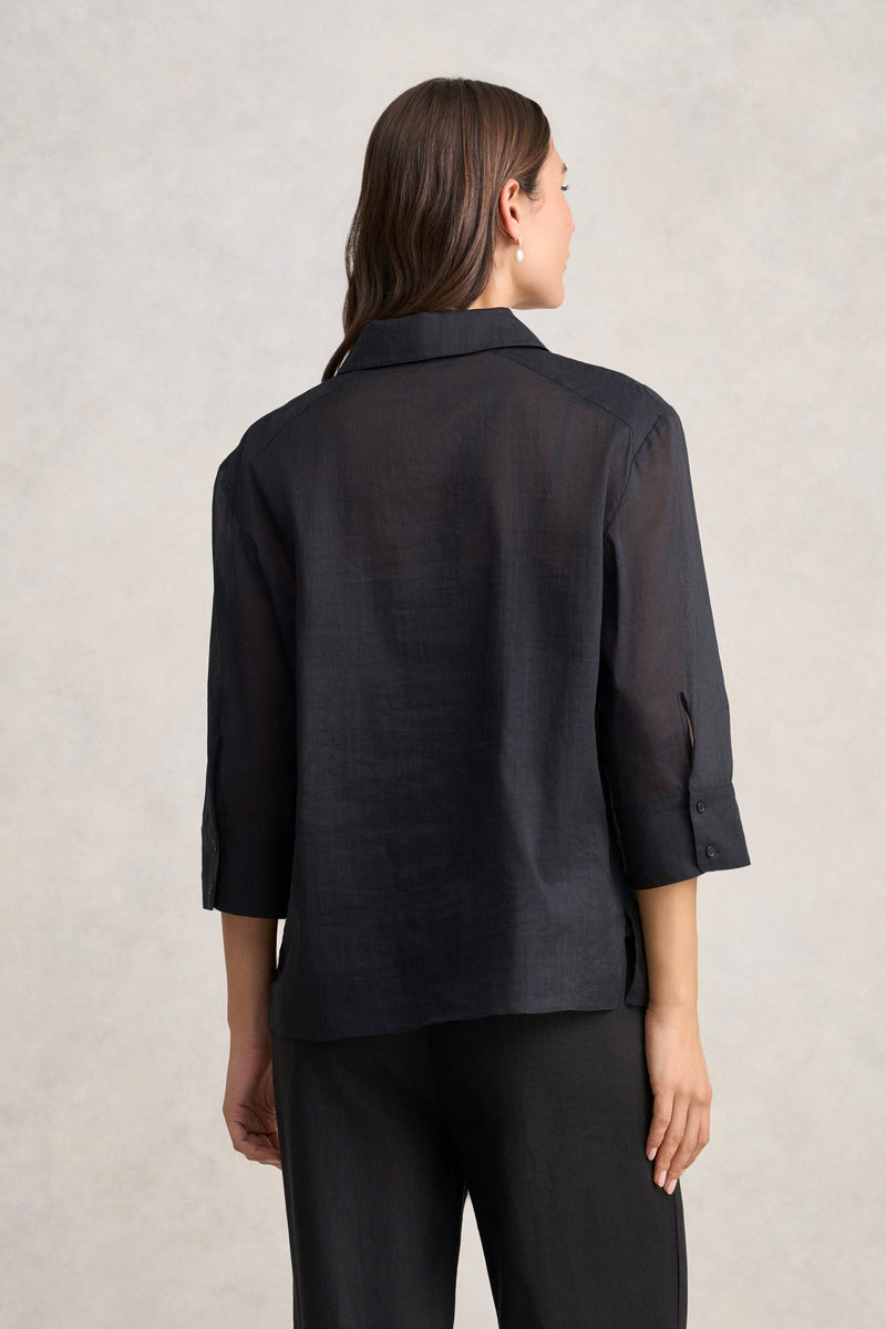Ramie Cotton Shirt - Black