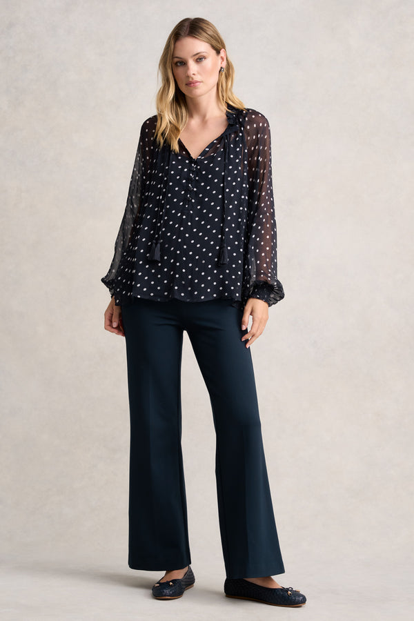 CRINKLE VISCOSE BLOUSE - DEEP NAVY SPOT