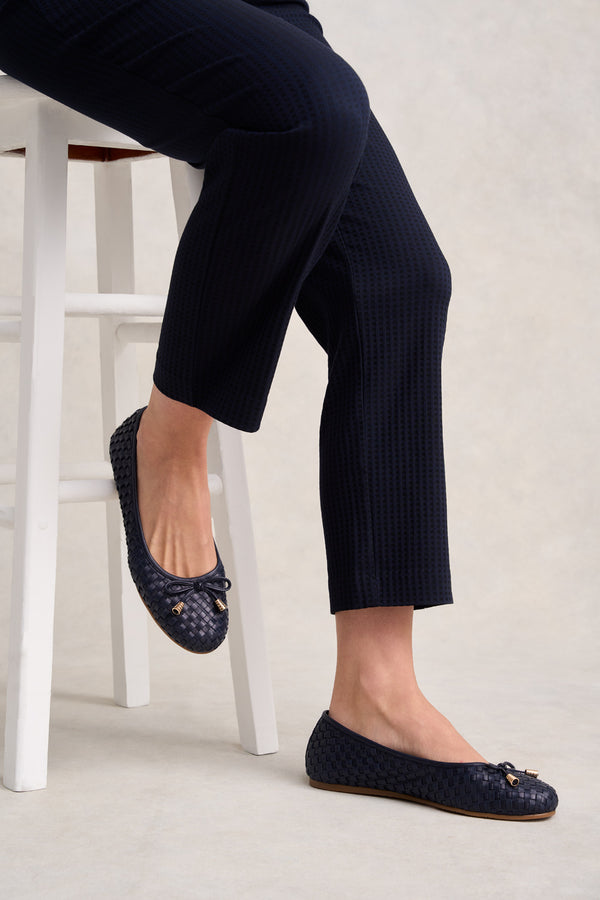 GIA WOVEN BALLET FLAT - NAVY