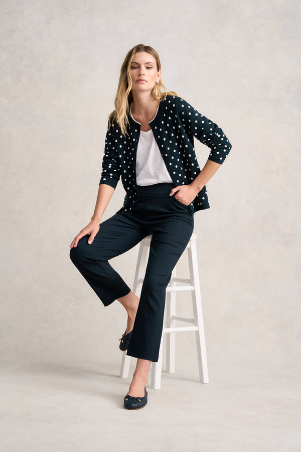 JACQUARD COTTON CARDIGAN - DEEP NAVY SPOT