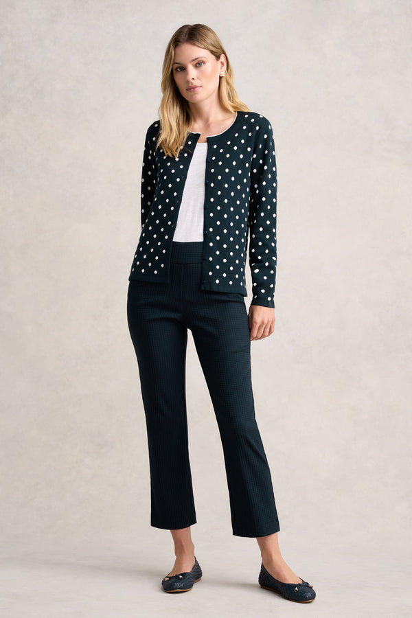 JACQUARD COTTON CARDIGAN - DEEP NAVY SPOT