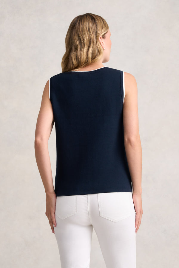 SLEEVELESS COTTON KNIT - INK