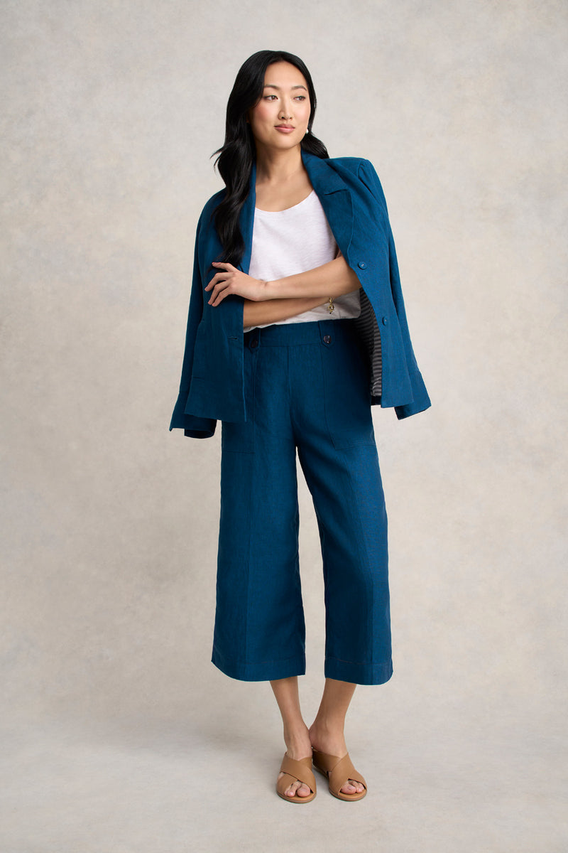Culotte Linen Pants - Blue Ivy Stripes