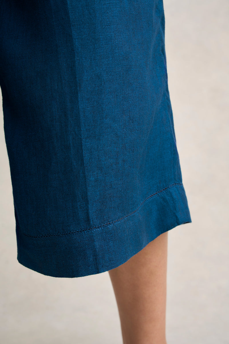 Linen Culotte - Navy Delave