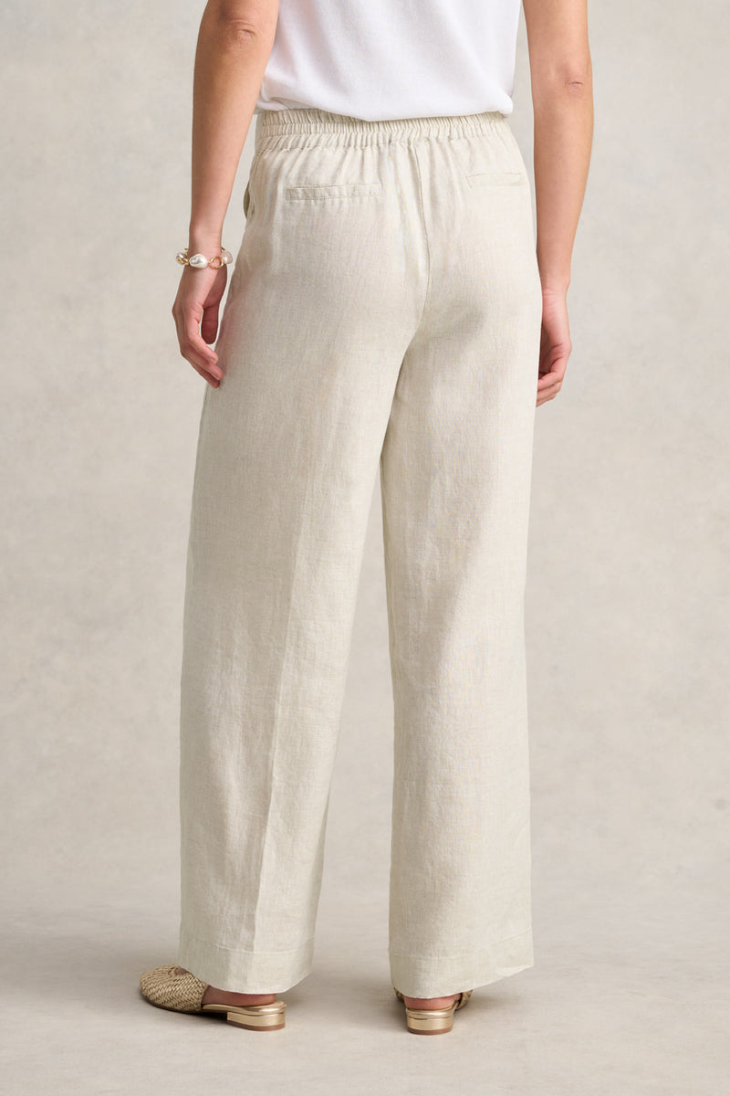 Full Length Waist Tab Linen Pant - Natural Cross Dye