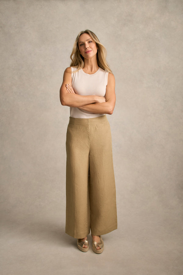French Linen 7/8 Pant - Camel Twill