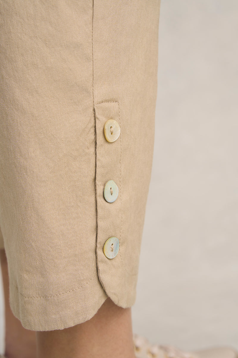 Curved Hem Linen Pant - Flax
