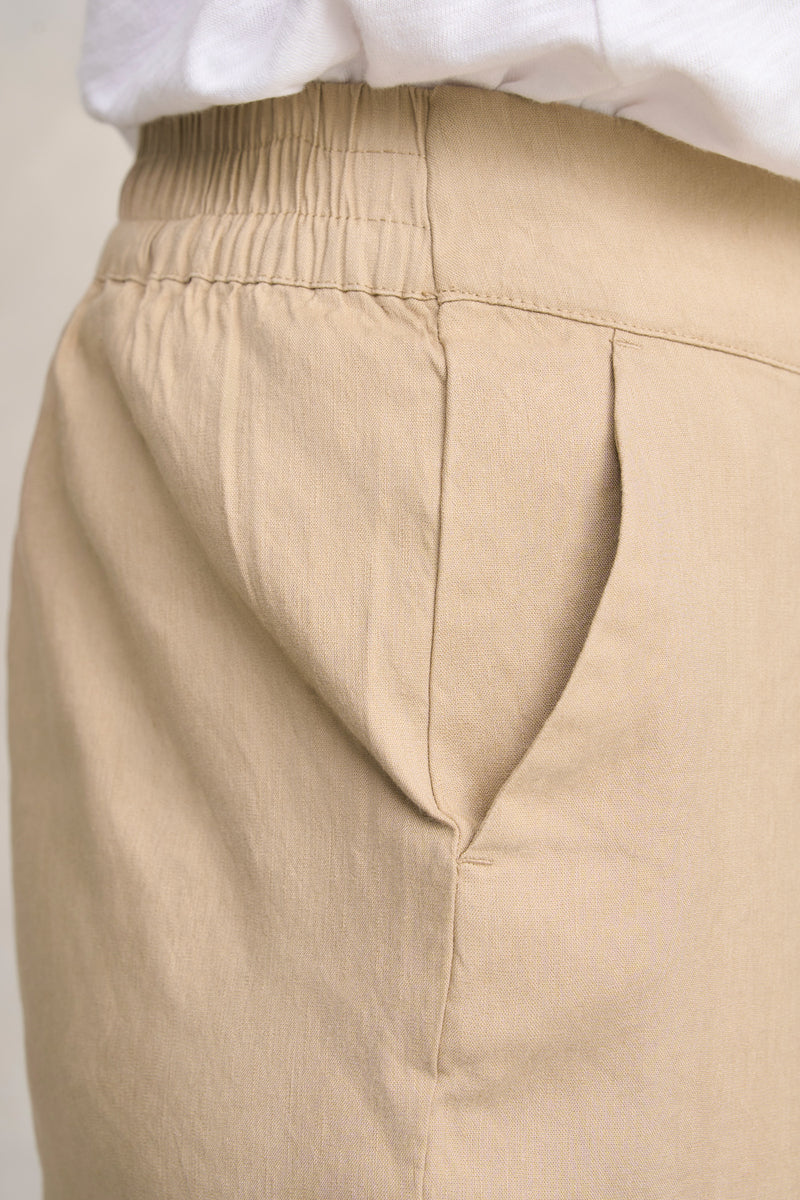 Curved Hem Linen Pant - Flax