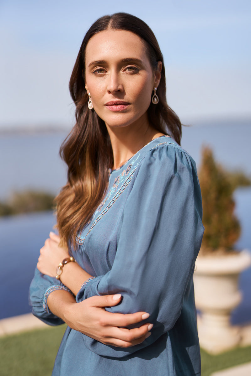 Embroidered Swing Blouse - Twilight