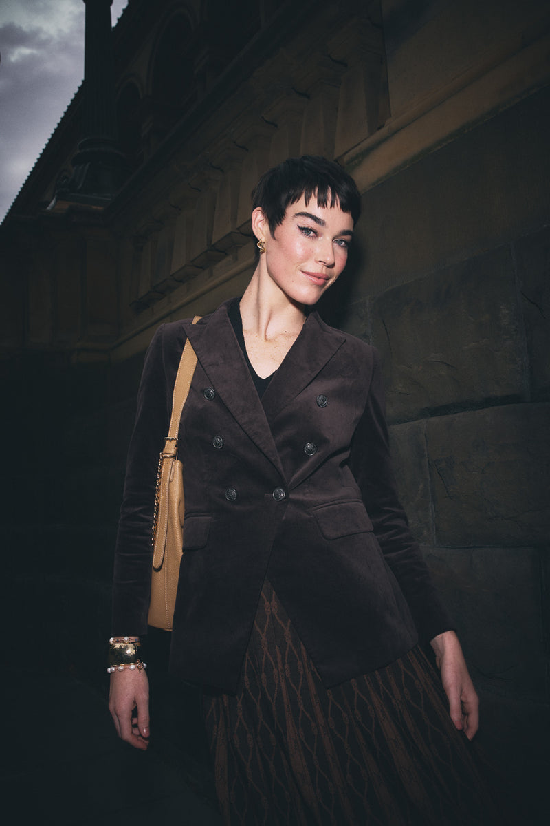Velvet Blazer - Chocolate