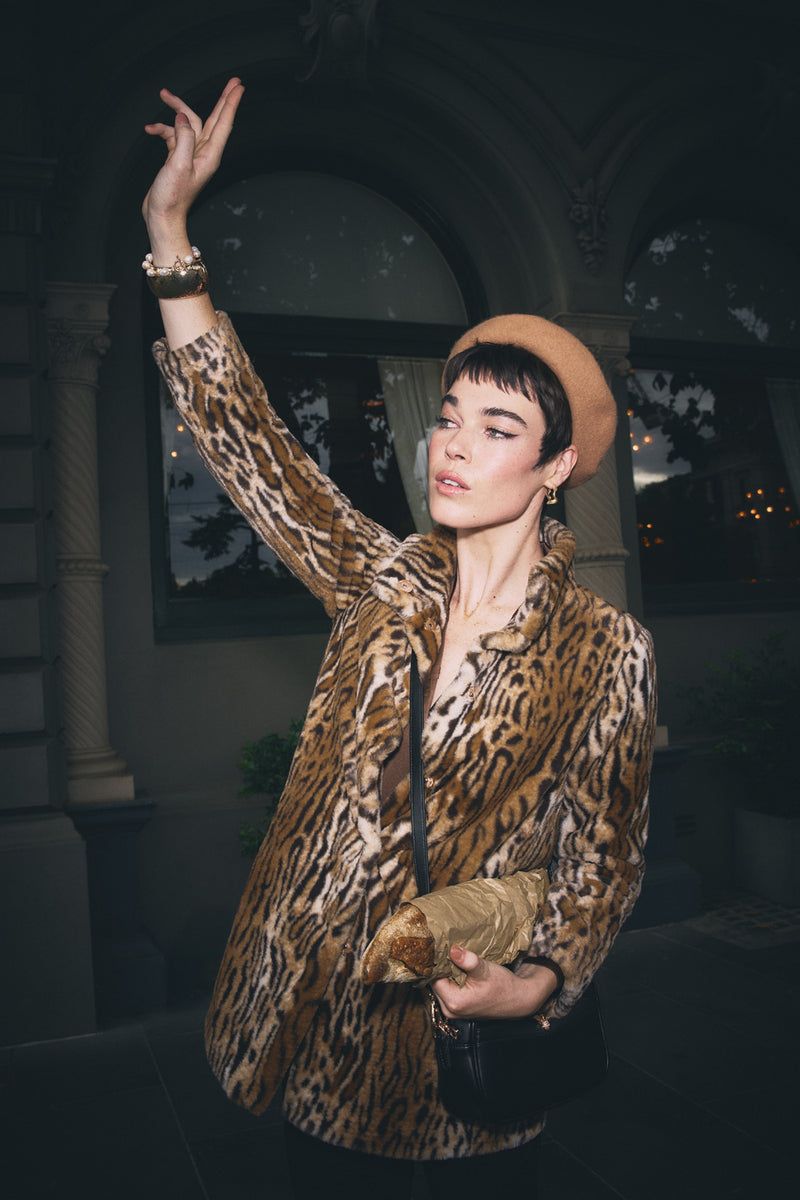 Faux Fur Coat - Ocelot Faux Fur