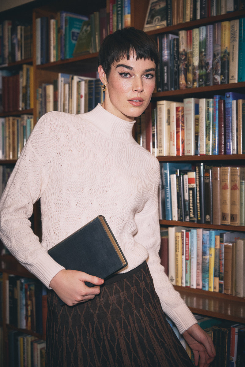 Cable Cotton Blend Jumper - Cream