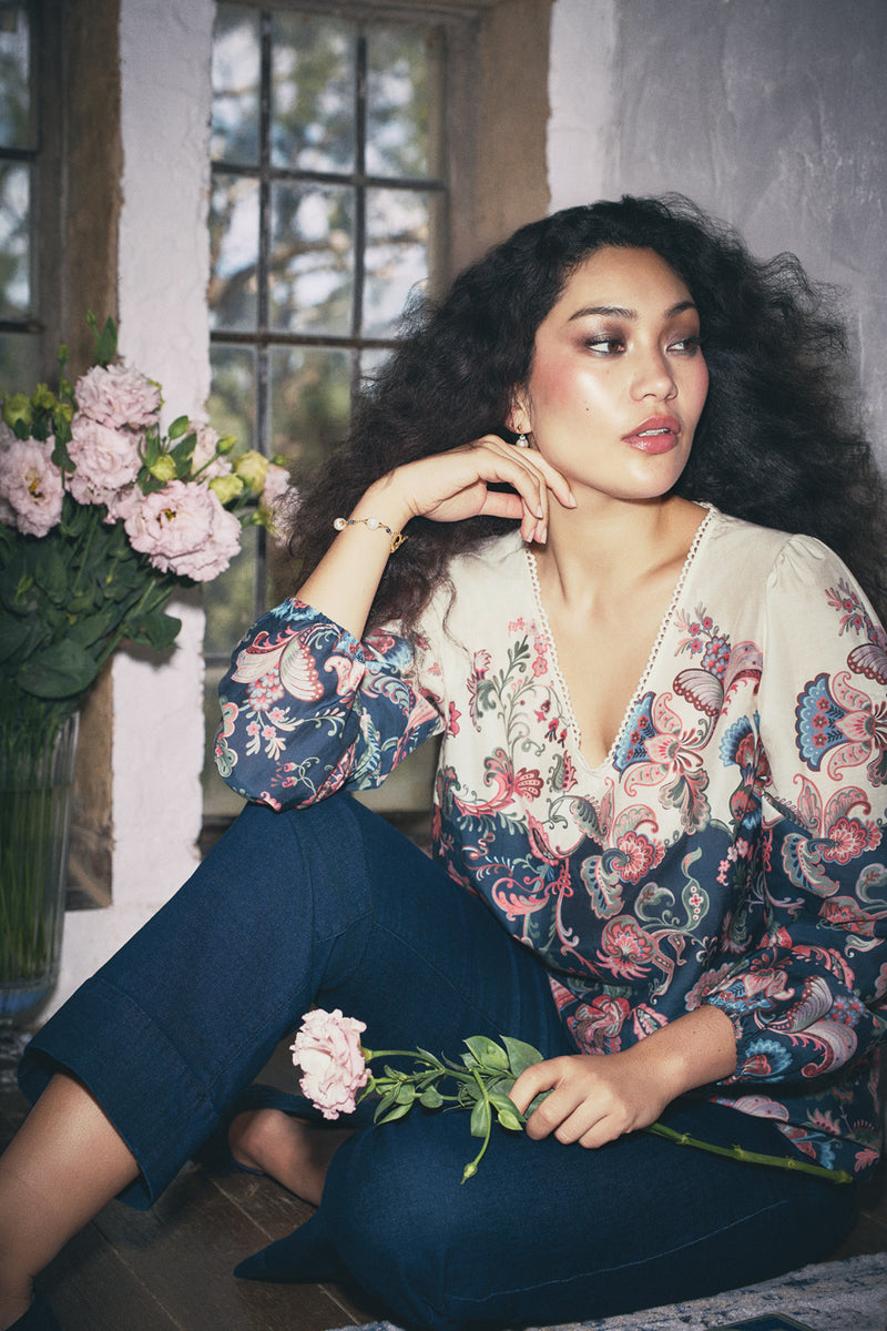 Placement Print Blouse - Tapestry Print