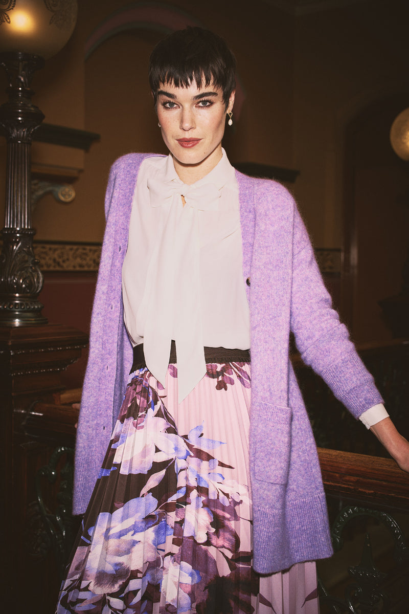 Button Through Mohair Cardigan - Violet