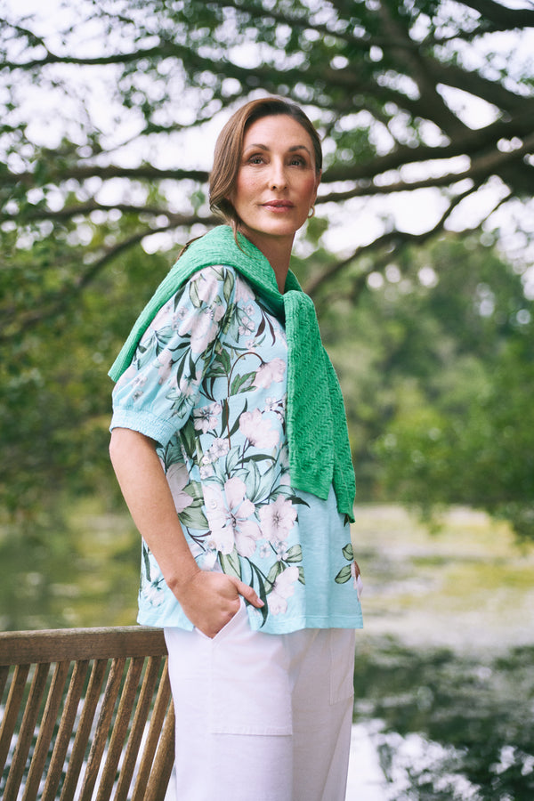 Printed Button Detail T-Shirt – Placement Print