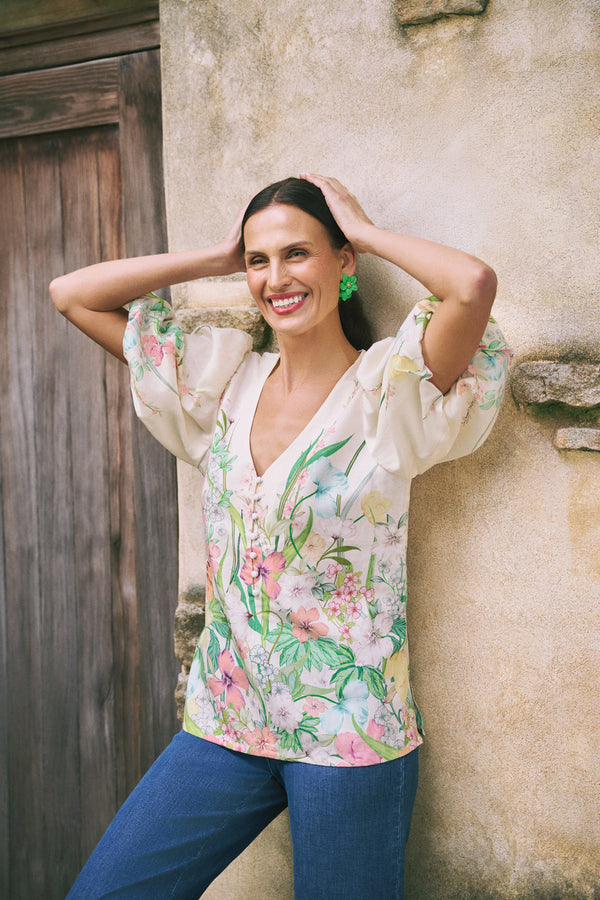 Border Print Blouse – Botanical Print