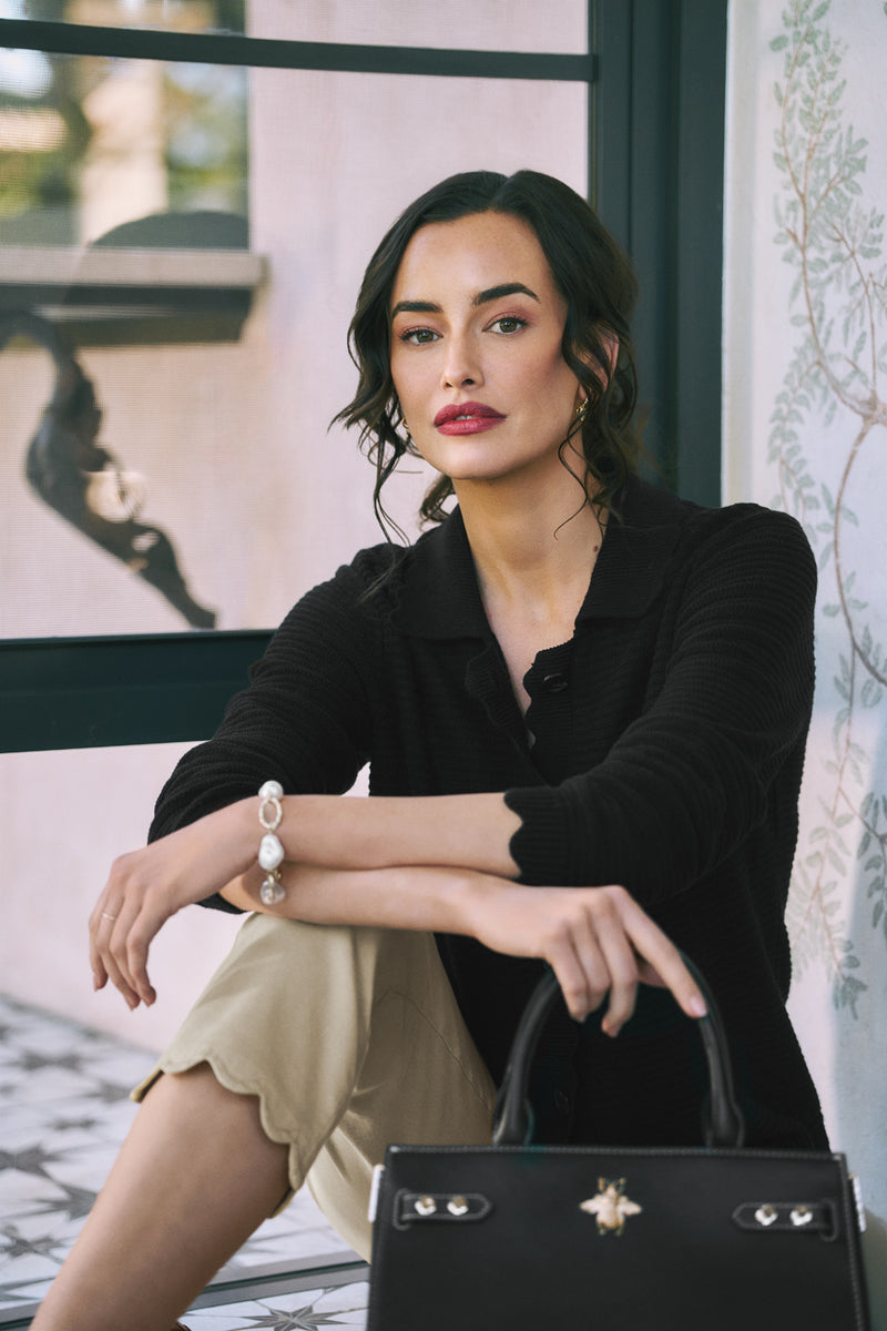 Scallop Detail Cardigan – Black