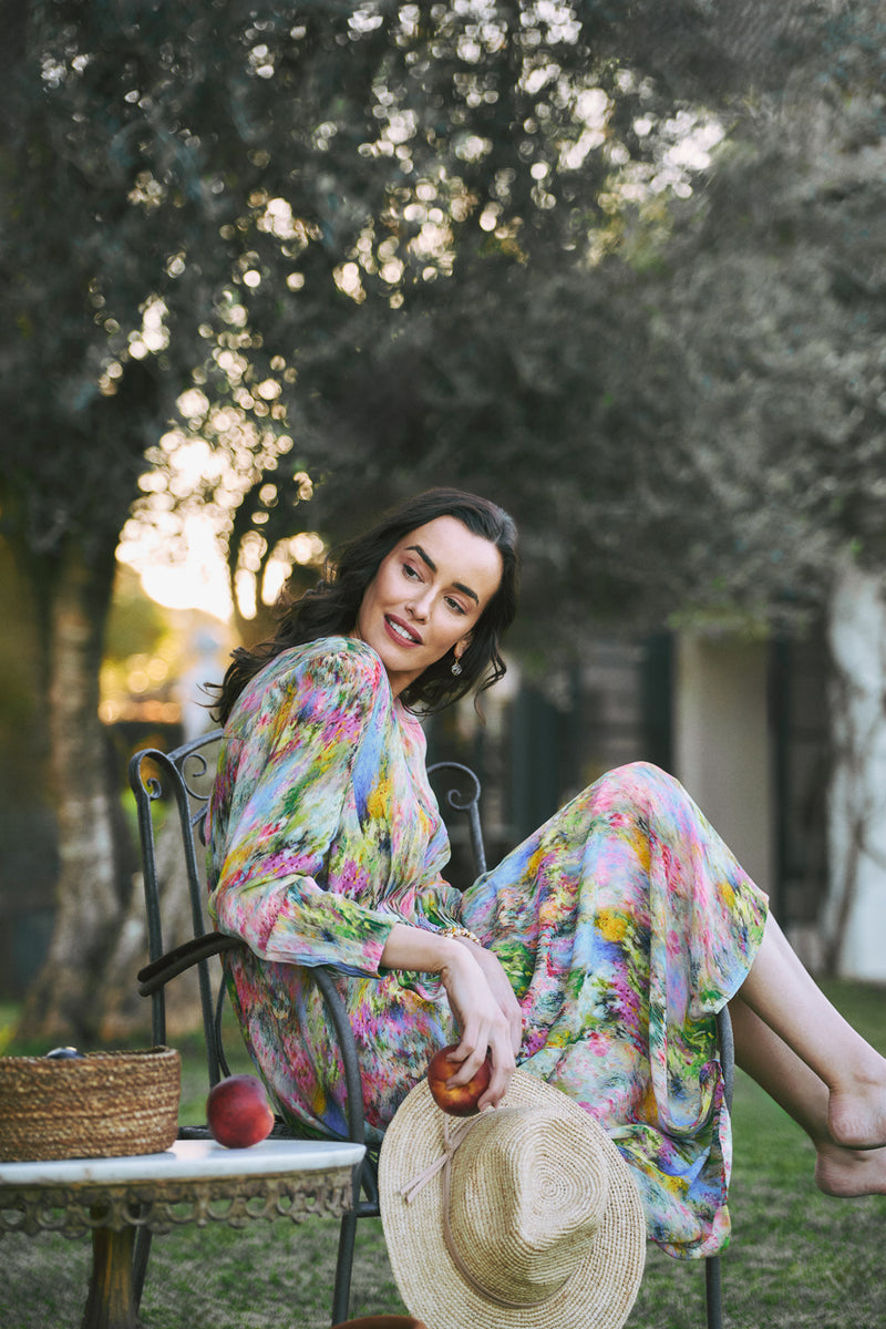 Pintuck Georgette Dress – Meadow Print