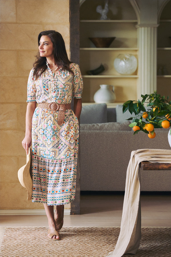 Tier Skirt - Tile Print