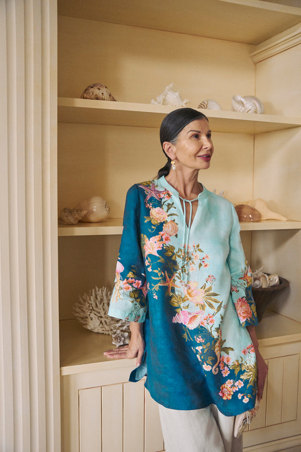 Border Placement Kaftan - Shell Print