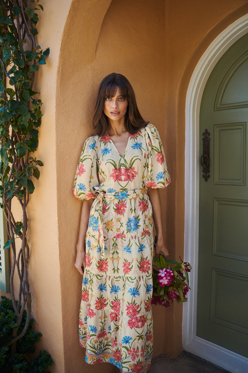 Tiered Wrap Dress- Paradise Print