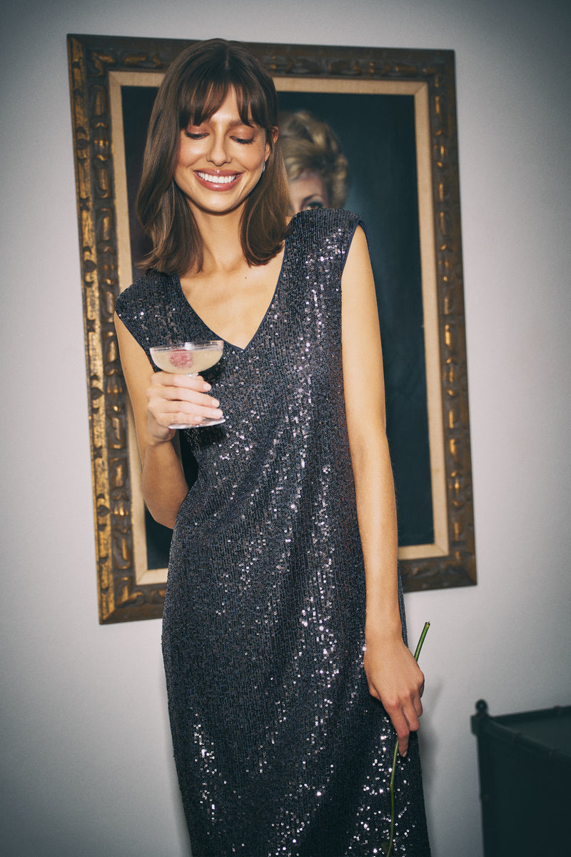 Sequin Dress - Gunmetal