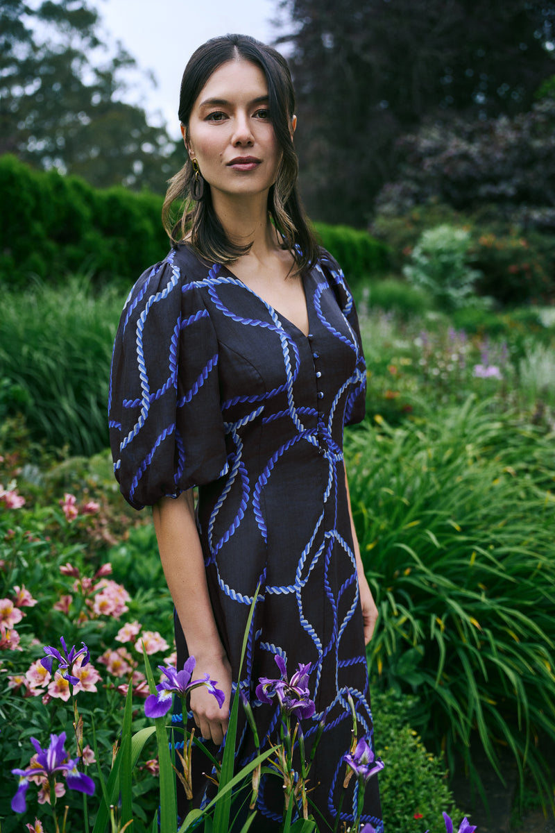 Event Dress - Ink Rope Print