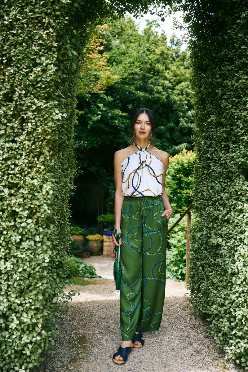 Viscose Pull On Print Pant - Rope Print