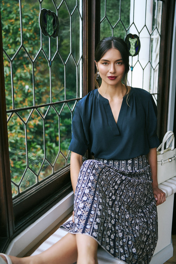 Jacquard Knit Skirt - Floral Jacquard