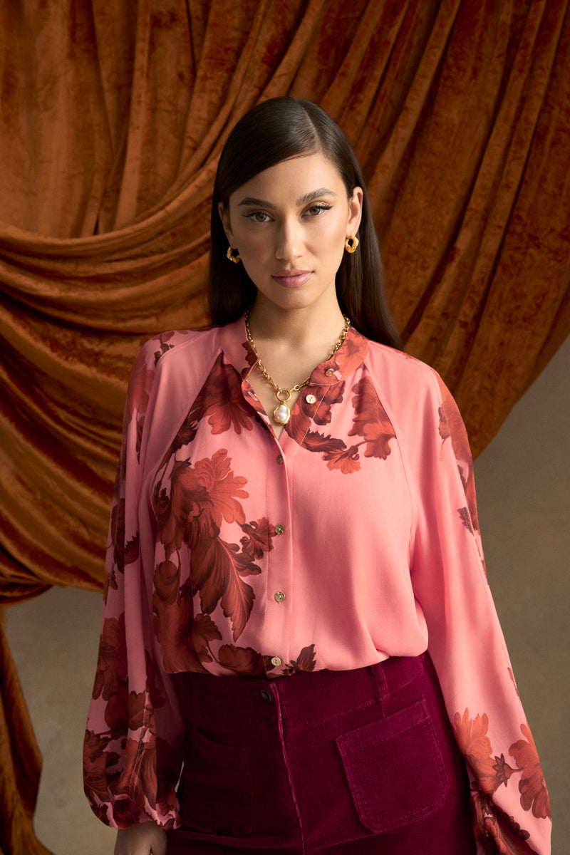 Panelled Raglan Shirt - Sienna Floral Print