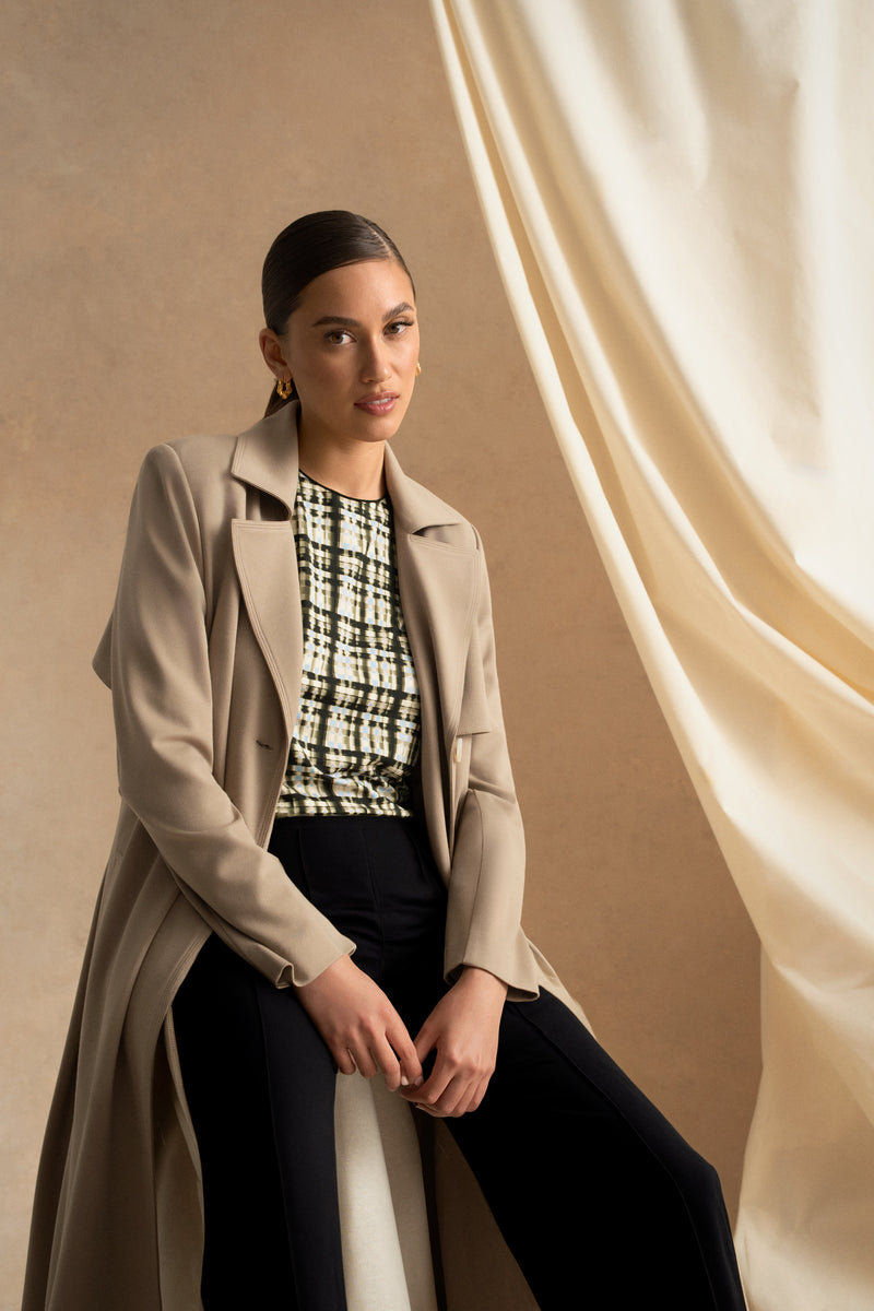 Relaxed Long Sleeve T-Shirt - Check Print