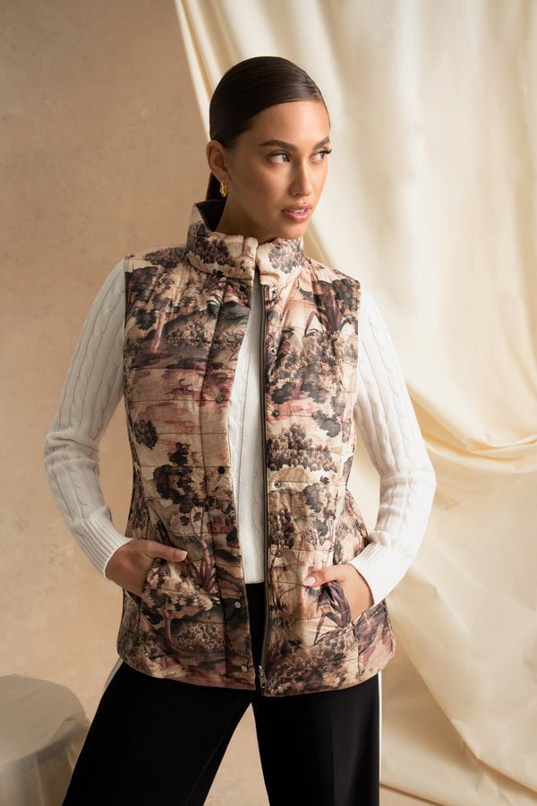 Reversible Puffer Vest - Brolga Print