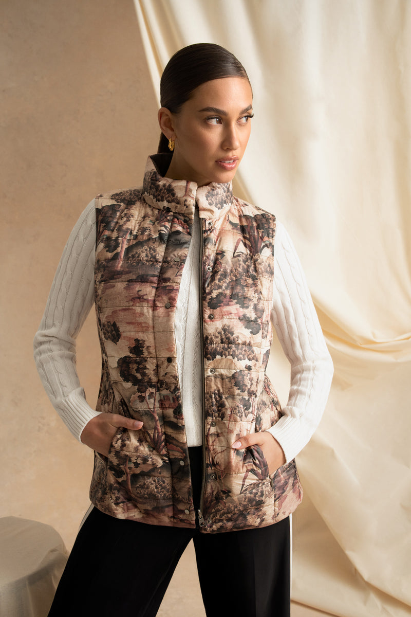 Reversible Puffer Vest - Brolga Print