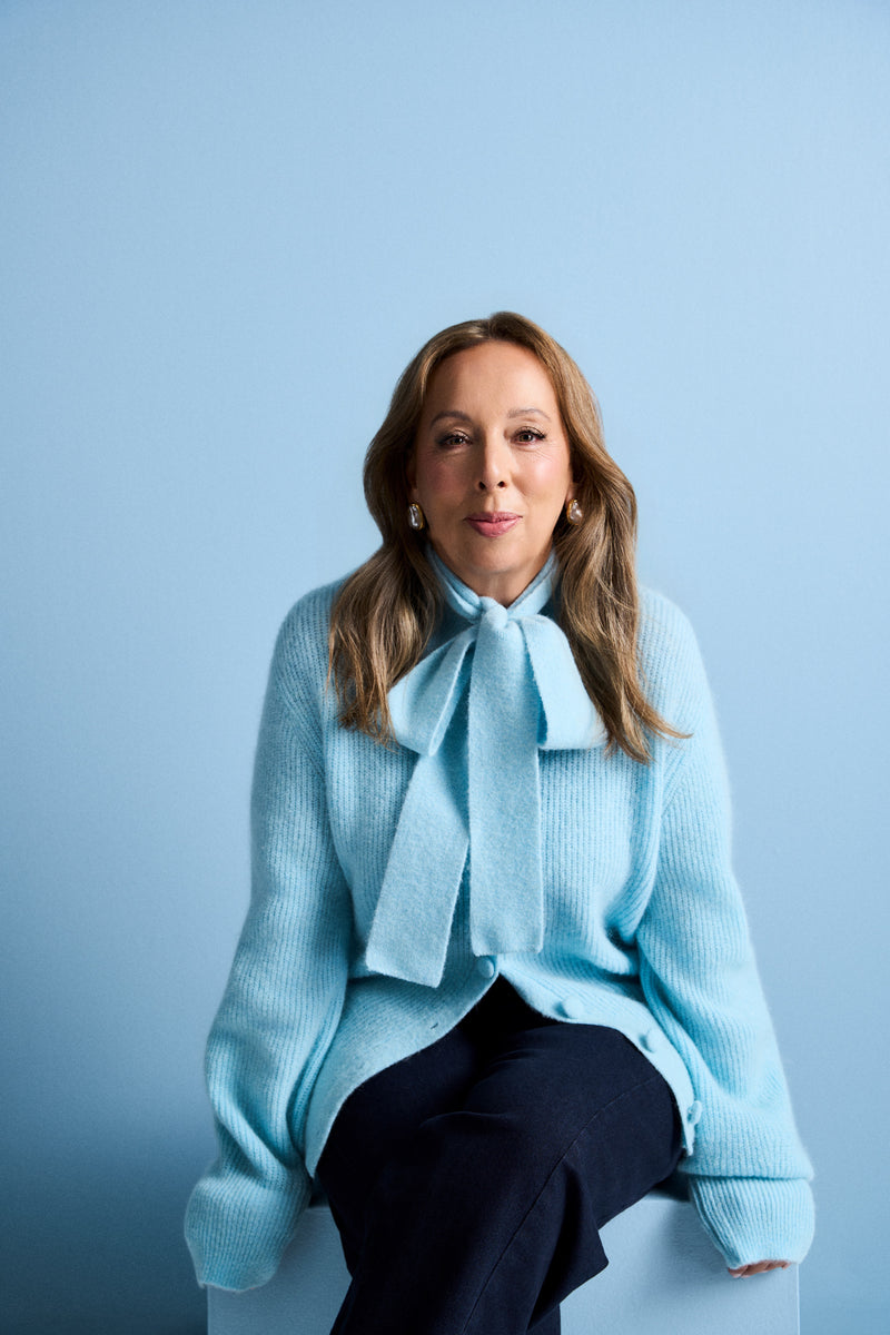 Tie Neck Mohair Cardigan - Crystal Blue