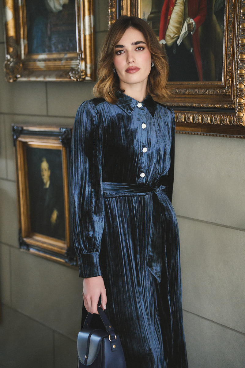 Velvet Shirt Dress