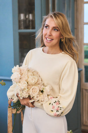 Embroidered Wool Jumper Cream