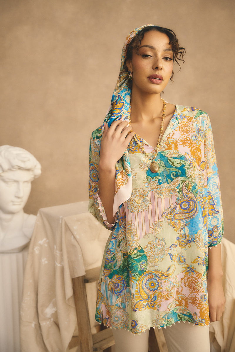 Beaded Silk Kaftan - Paisley Medley