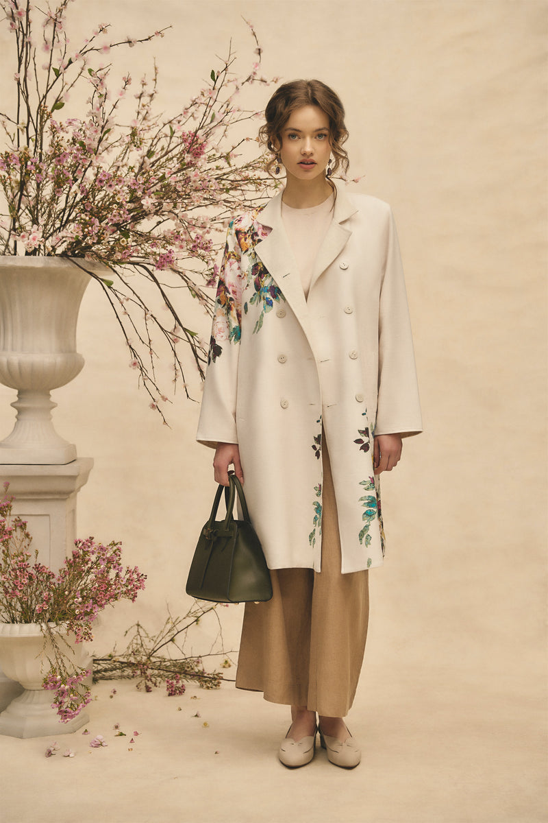 Reversible Linen Coat - Antique Rose Print
