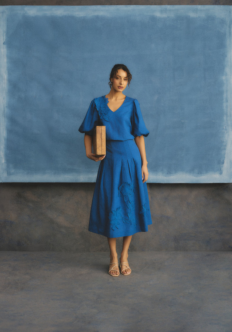 Appliqué Detail Skirt - Cobalt
