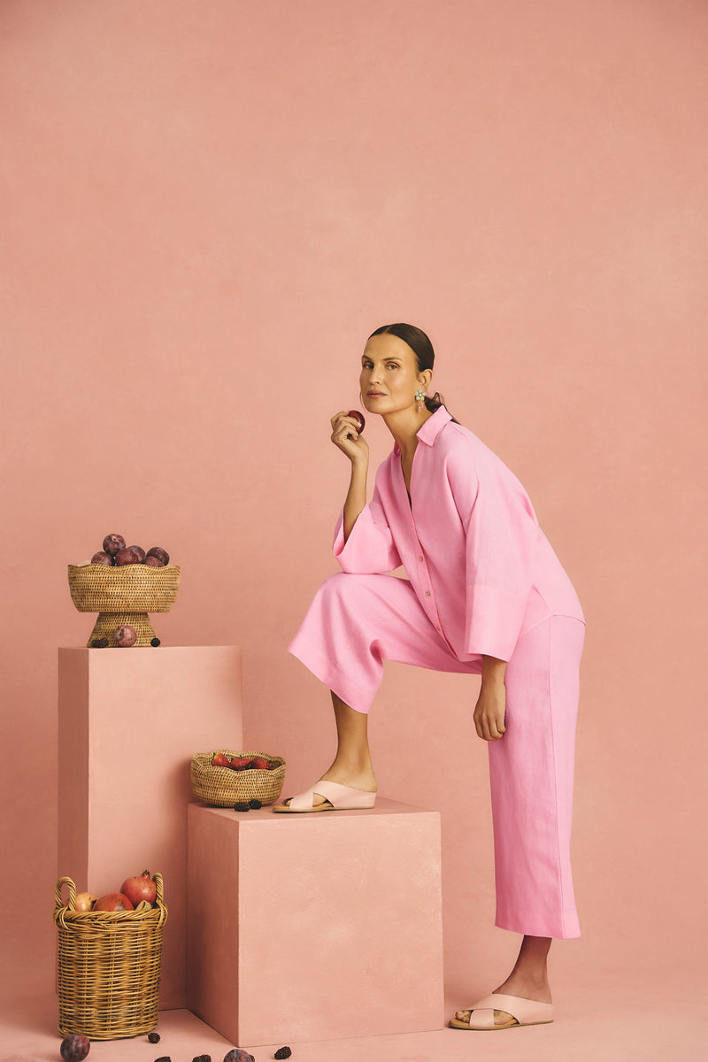 French Linen 7/8 Pant - Bubblegum
