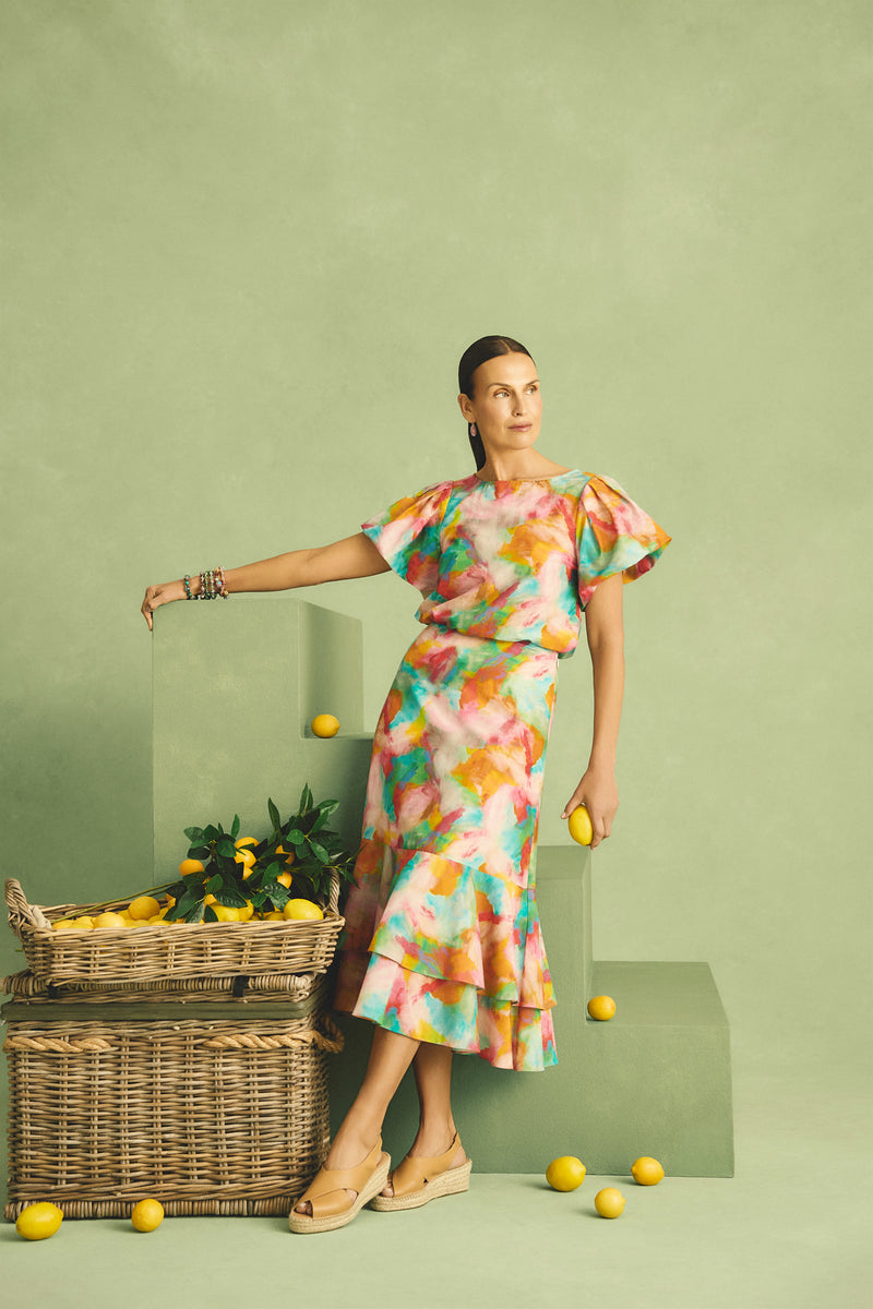 Tiered Skirt - Abstract Print