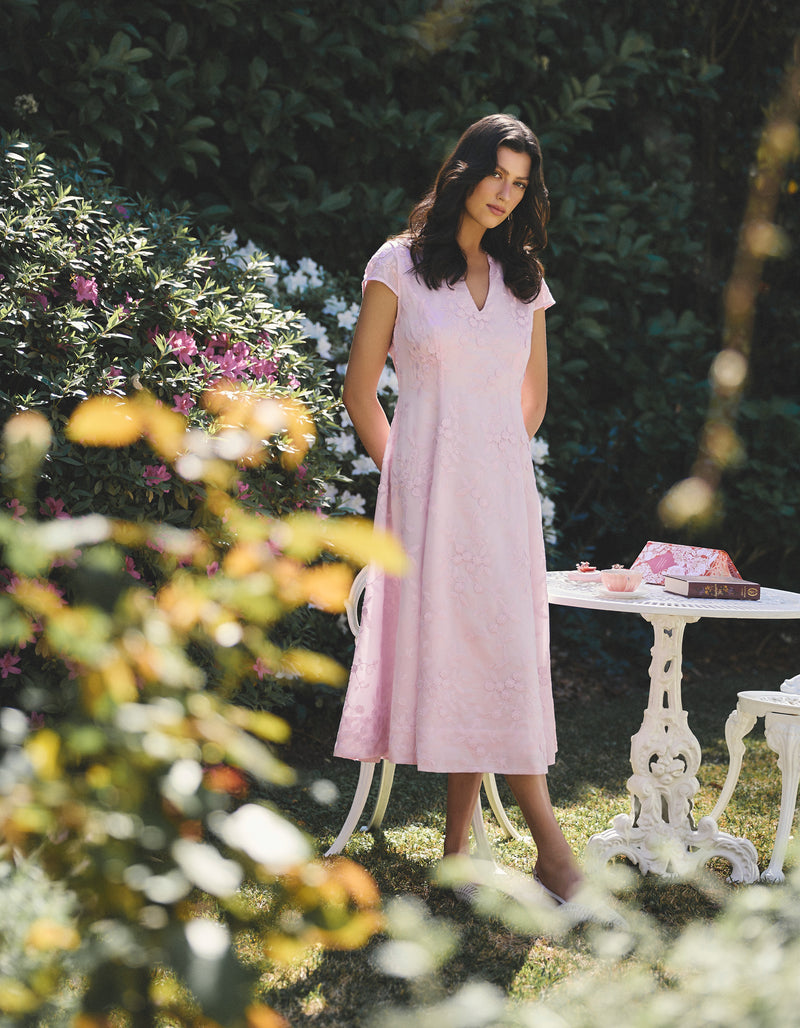 3D Floral Event Dress - Soft Pink