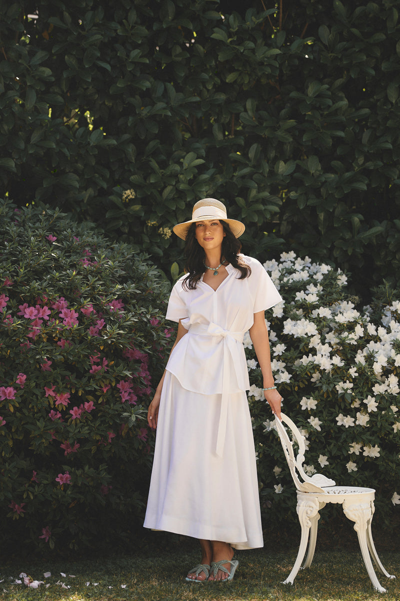 Full Linen Skirt - White