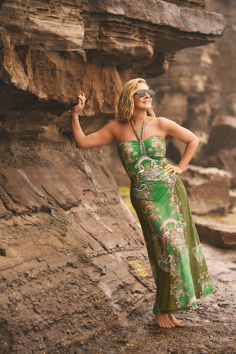Mesh Skirt - Jade Paisley Print