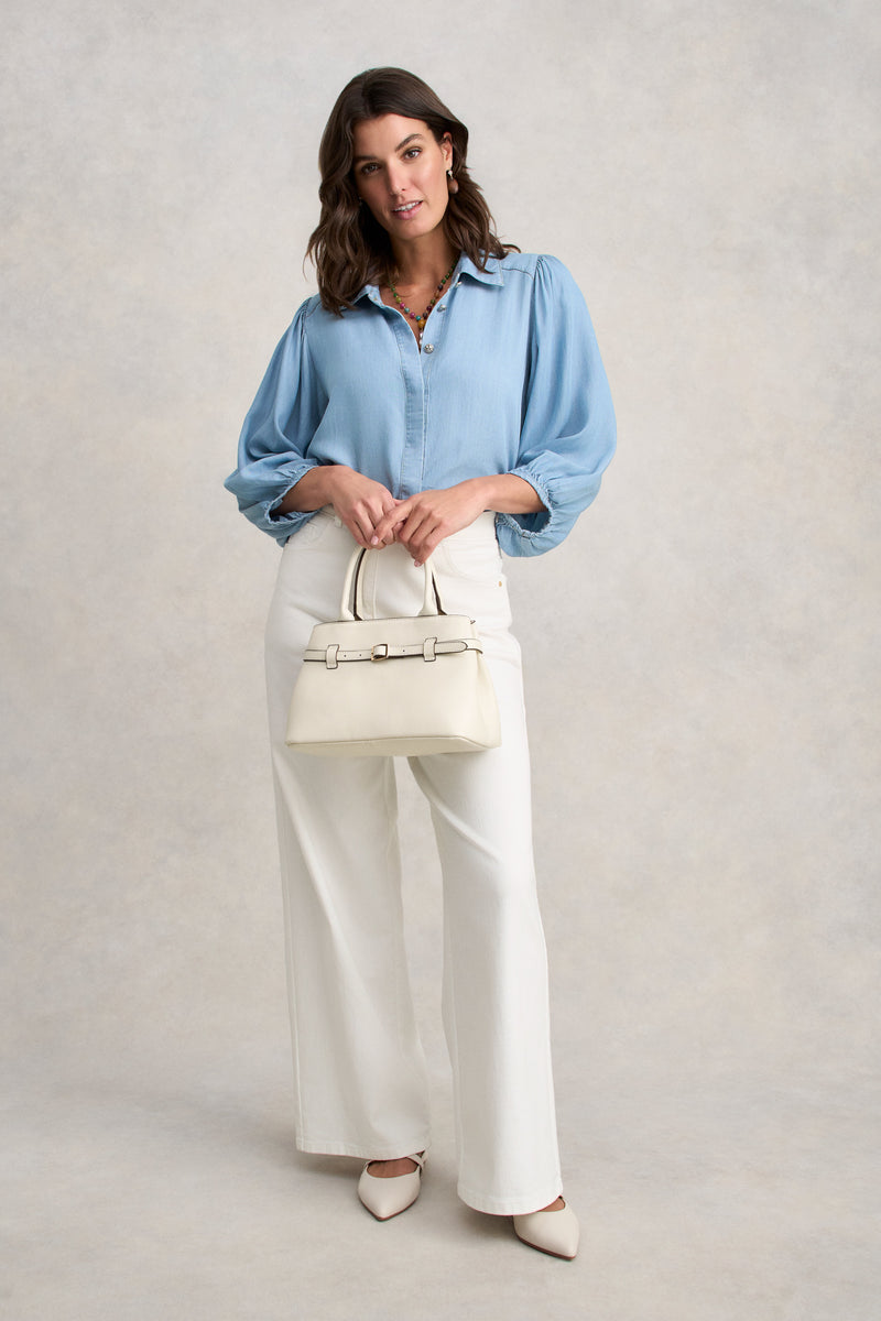 Chambray Puff Sleeve Shirt - Light Chambray