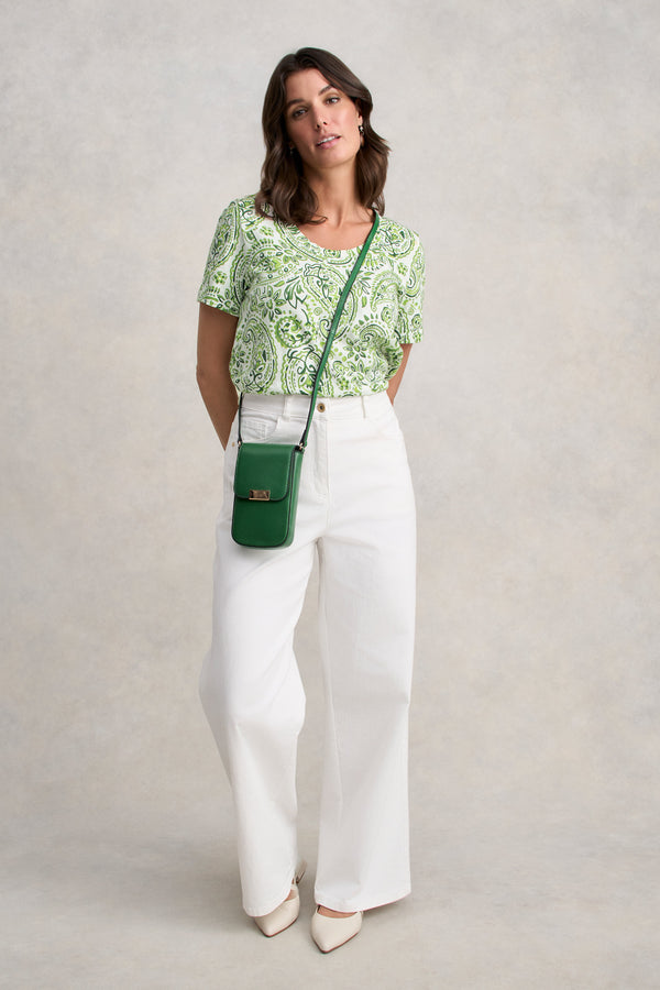 Organic Cotton Slub T-Shirt - Green Paisley Print