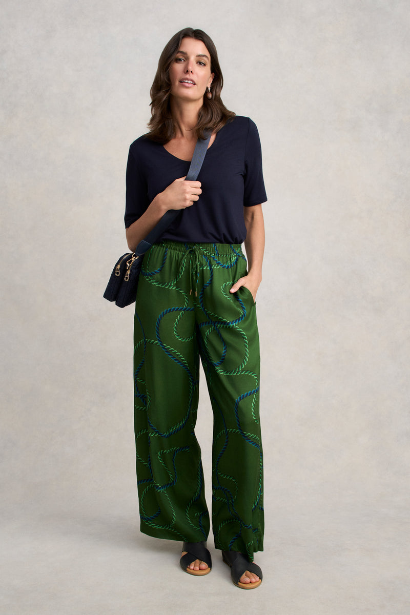 Viscose Pull On Print Pant - Rope Print