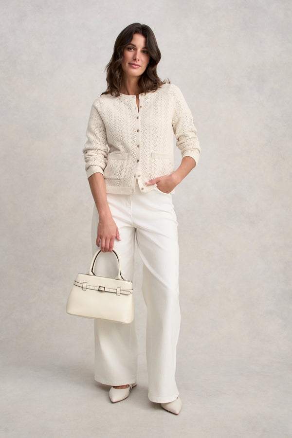 Pointelle Cardigan - Ecru