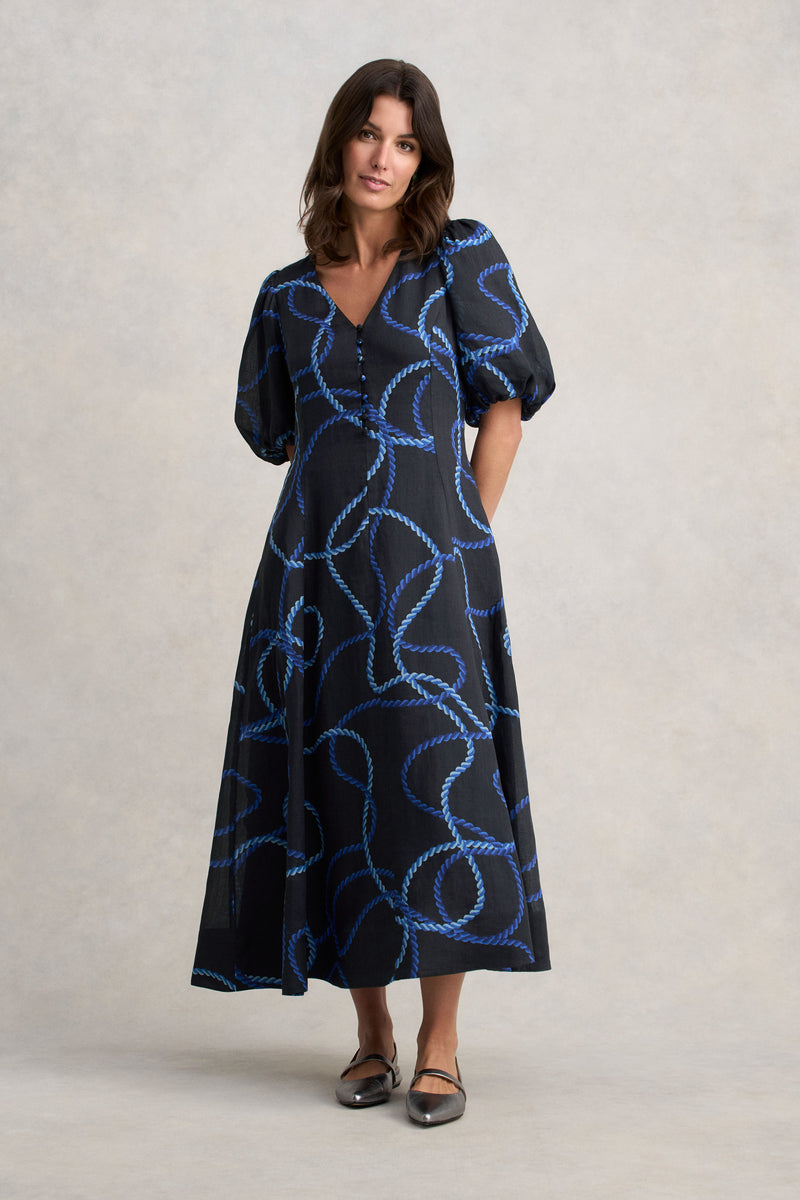 Event Dress - Ink Rope Print