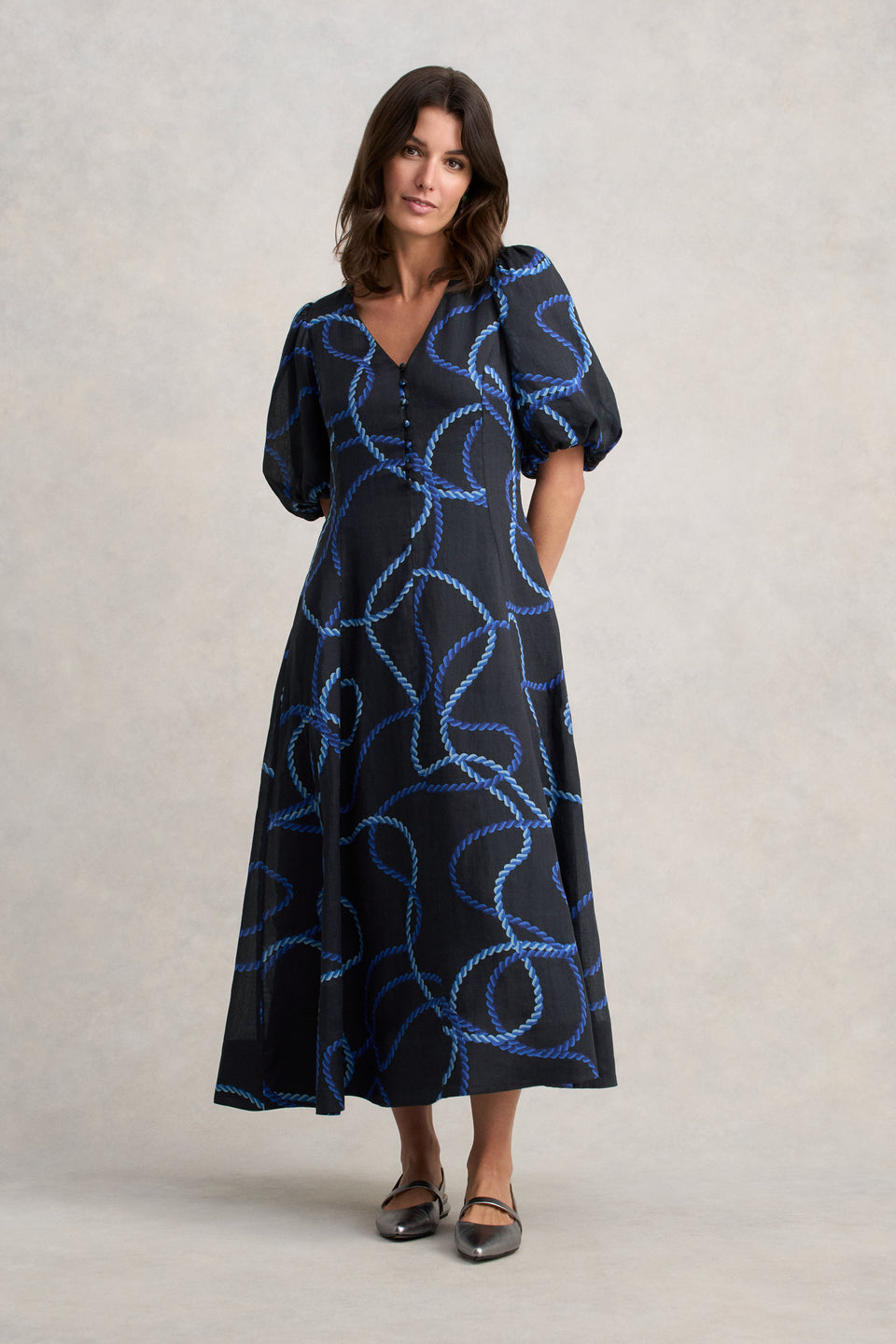 Event Dress - Ink Rope Print – Blue Illusion